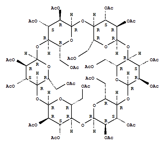 Chemical structure of .alpha.-Cyclodextrin, octadecaacetate