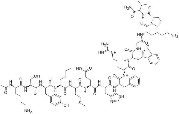 Structure of AC-LYS-TYR-VAL-NLE-GLY-HIS-PHE-ARG-TRP-ASP-ARG-PHE-GLY-NH2