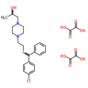 1-[4-(2-{[(4-chlorophenyl)(phenyl)methyl]sulfanyl}ethyl)piperazin-1-yl]propan-2-ol ethanedioate (1:2)结构式