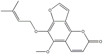 2H-Furo(2,3-h)-1-benzopyran-2-one, 5-methoxy-6-((3-methyl-2-butenyl)oxy)-结构式