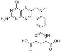 Structure of L-Glutamic acid, N-[4-[[ (2-amino-1, 4-dihydro-4-oxo-6-pteridinyl)meth yl]methylamino]benzoyl]-
