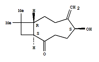 (1S,5R,9R)-5-Hydroxy-10,10-dimethyl-6-methylenebicyclo[7.2.0]undecan-2-one (ACI)结构式