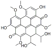 1,2-Dihydro-5,10-dihydroxy-1,2-bis(1-hydroxyethyl)-3,7,8,12-tetramethoxybenzo[ghi]perylene-4,11-dione结构式