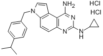 Structure of 7H-Pyrrolo[3,2-f]quinazoline-1,3-diamine,N3-cyclopropyl-7-[[4-(1-methylethyl)phenyl]methyl]-