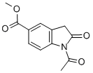 1-乙酰基-2-氧代吲哚啉-5-甲酸甲酯结构式