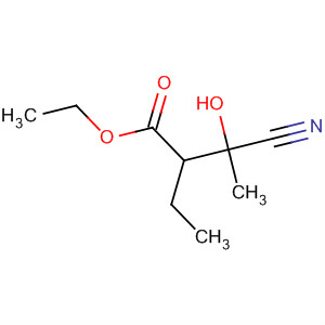Structure of butanoic acid, 3-cyano-2-ethyl-3-hydroxy-, ethyl ester