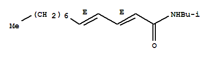 Structure of 2,4-dodecadienamide, N-(2-methylpropyl)-, (2E,4E)-