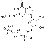 Structure of Sodium (2R,3S,4R,5R)-5-(2-amino-6-oxo-1H-purin-9(6H)-yl)-4-hydroxy-2-(((hydroxy((hydroxy(phosphonooxy)phosphoryl)oxy)phosphoryl)oxy)methyl)tetrahydrofuran-3-olate