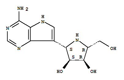 3,4-Pyrrolidinediol, 2-(4-amino-5H-pyrrolo3,2-dpyrimidin-7-yl)-5-(hydroxymethyl)-, (2S,3S,4R,5R)-结构式