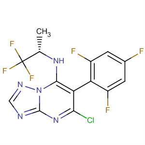 Structure of [1,2,4]Triazolo[1,5-a]pyrimidin-7-amine,5-chloro-N-[(1S)-2,2,2-trifluoro-1-methylethyl]-6-(2,4,6-trifluorophenyl)-