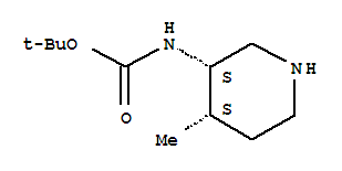 Carbamic acid, [(3R,4R)-4-methyl-3-piperidinyl]-, 1,1-dimethylethyl ester, rel-结构式