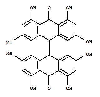 Structure of [9,9'-Bianthracene]-10,10'(9H,9'H)-dione,2,2',4,4',5,5'-hexahydroxy-7,7'-dimethyl-