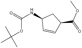 Structure of 2-Cyclopentene-1-carboxylic acid,4-[[(1,1-dimethylethoxy)carbonyl]amino]-, methyl ester, (1R,4S)-