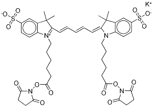 Structure of CYANINE 5 BIHEXANOIC ACID DYE, SUCCINIMIDYL ESTER, POTASSIUM SALT