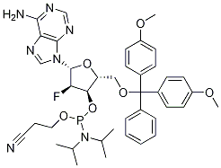 Structure of Adenosine, 5'-O-[bis(4-Methoxyphenyl)phenylMethyl]-2'-fluoro-2'-deoxy-, 3'-[2-cyanoethyl bis(1-Methylethyl)phosphoraMidite]