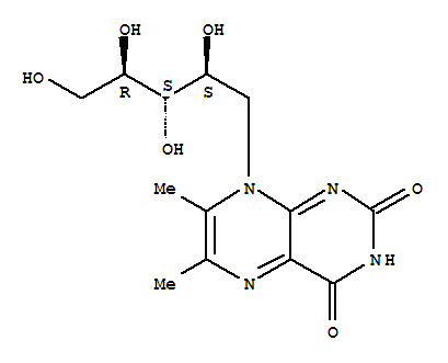 Structure of D-Ribitol,1-deoxy-1-(3,4-dihydro-6,7-dimethyl-2,4-dioxo-8(2H)-pteridinyl)-