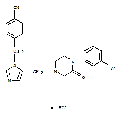 Structure of 4-[(5-{[4-(3-chlorophenyl)-3-oxopiperazin-1-yl]methyl}-1H-imidazol-1-yl)methyl]benzonitrile hydrochloride (1:1)