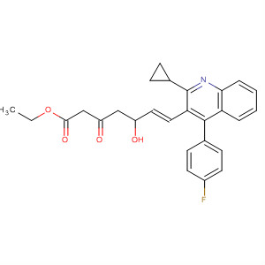Structure of 6-Heptenoic acid,7-[2-cyclopropyl-4-(4-fluorophenyl)-3-quinolinyl]-5-hydroxy-3-oxo-, ethylester, (5S,6E)-