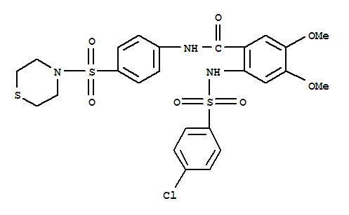 Structure of 2-[[(4-Chlorophenyl)sulfonyl]amino]-4,5-dimethoxy-N-[4-(4-thiomorpholinylsulfonyl)phenyl]benzamide
