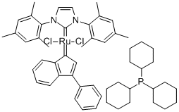 Structure of TRICYCLOHEXYLPHOSPHINE[1,3-BIS(2,4,6-TRIMETHYLPHENYL)IMIDAZOL-2-YLIDENE][3-PHENYL-1H-INDEN-1-YLIDENE]RUTHENIUM (II) DICHLORIDE