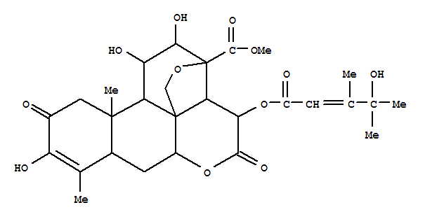 Picras-3-en-21-oic acid, 13, 20-epoxy-3,11,12-trihydroxy-15-[ (4-hydro xy-3, 4-dimethyl-1-oxo-2-pentenyl)oxy]-2,16-dioxo-, methyl ester, [11. beta.,12.alpha.,15.beta.(E)]-结构式