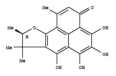 4,5,6,7-Tetrahydroxy-1,8,8,9-tetramethyl-8,9-dihydrophenaleno[1,2-b]fu ran-3-one结构式