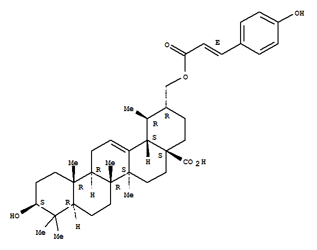 Structure of Urs-12-en-28-oicacid, 3-hydroxy-30-[[(2E)-3-(4-hydroxyphenyl)-1-oxo-2-propenyl]oxy]-, (3b)-
