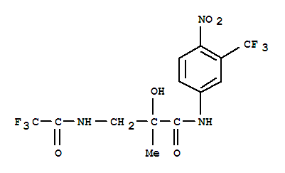 Chemical structure of Propanamide,2-hydroxy-2-methyl-N-[4-nitro-3-(trifluoromethyl)phenyl]-3-[(2,2,2-trifluoroacetyl)amino]-
