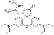 5,6-diamino-3',6'-bis(diethylamino)-3H-spiro[2-benzofuran-1,9'-xanthen]-3-one结构式