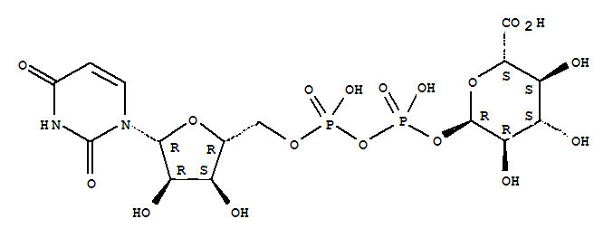 Structure of (2S,3S,4R,5R,6R)-6-[[[(2S,3S,4R,5R)-5-(2,4-dioxopyrimidin-1-yl)-3,4-dihydroxy-oxolan-2-yl]methoxy-hydroxy-phosphoryl]oxy-hydroxy-phosphoryl]oxy-3,4,5-trihydroxy-oxane-2-carboxylic