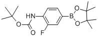 Structure of tert-butyl-2-fluoro-4-(4,4,5,5-tetramethyl-1,3,2-ioxaborolan-2-yl)phenylcarbamate