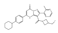 Structure of Pyrazolo[1,5-a]pyrimidin-7(4H)-one, 5-(4-cyclohexylphenyl)-3-[[3-(fluoromethyl)-1-azetidinyl]carbonyl]-2-(3-methyl-2-pyrazinyl)-