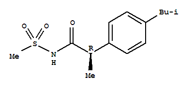 Chemical structure of 2-[4-(2-methylpropyl)phenyl]-N-(methylsulfonyl)propanamide