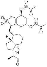 Structure of 4-[[(4S,6R)-4,6-Bis[[(tert-butyl)dimethylsilyl]oxy]-1,3,4,5,6,7-hexahydro-2,2-dioxidobenzo[c]thien-1-yl]methylene]octahydro-a,7a-dimethyl-1H-indene-1-acetaldehyde