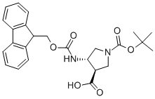 Structure of (3R,4S)-1-Boc-4-Fmoc-amino-3-pyrrolidinecarboxylic acid