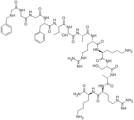 Structure of N-(BZL)GLY-GLY-GLY-PHE-THR-GLY-ALA-ARG-LYS-SER-ALA-ARG-LYS-NH2