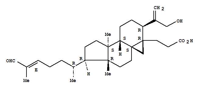 Structure of 1H-Cyclopenta[a]cyclopropa[e]naphthalene-3a(4H)-propanoicacid,7-[(1R,4E)-1,5-dimethyl-6-oxo-4-hexen-1-yl]decahydro-3-[1-(hydroxymethyl)ethenyl]-6a,9a-dimethyl-,(3R,3aR,4aS,6aR,7R,9aS,9bS)-