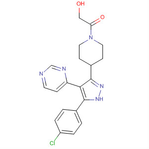 3-[N-(2-羟基乙酰基)-4-哌啶基]-4-(4-嘧啶基)-5-(4-氯苯基)吡唑结构式