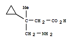 Structure of Cyclopropanepropanoic  acid,  -bta--(aminomethyl)--bta--methyl-