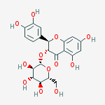 Structure of (2r,3r)-2-(3,4-dihydroxyphenyl)-5,7-dihydroxy-3-[(2s,3r,4s,5s,6r)-3,4,5-trihydroxy-6-(hydroxymethyl)oxan-2-yl]oxy-2,3-dihydrochromen-4-one