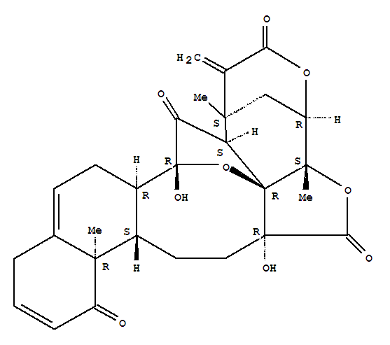 (16β,22R)-14α,17-Epoxy-13,14,20,22-tetrahydroxy-1,15-dioxo-16,24-cyclo-13,14-secoergosta-2,5,25(27)-triene-18,26-dioic acid 18,20:26,22-dilactone结构式