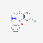 Structure of 3-amino-6-chloro-2-methyl-4-phenyl-3,4-dihydroquinazolin-4-ol