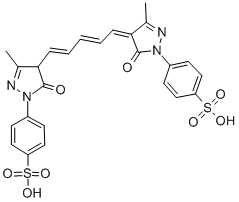 4-[4,5-二氢-4-[5-[5-羟基-3-甲基-1-(4-磺酸苯基)-1H-吡唑-2-基-]-2,4-亚戊二烯基]-3-甲基-5-氧代-1H-吡唑-1-基]苯磺酸结构式