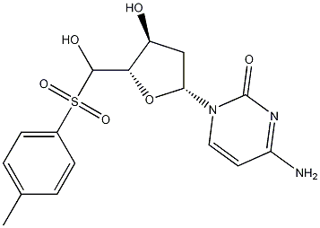 Structure of [(2R,3R,5R)-5-(4-amino-2-oxo-pyrimidin-1-yl)-3-hydroxy-tetrahydrofuran-2-yl]methyl 4-methylbenzenesulfonate
