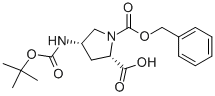 (2S,4S)-1-(BENZYLOXYCARBONYL)-4-(TERT-BUTOXYCARBONYLAMINO)PYRROLIDINE-2-CARBOXYLIC ACID结构式