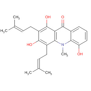 1,3,5-Trihydroxy-2,4-bis(3-methyl-2-butenyl)-9(10H)-acridinone结构式