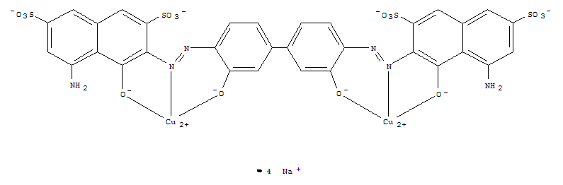 Structure of tetrasodium [mu-[[3,3'-[(3,3'-dihydroxy[1,1'-biphenyl]-4,4'-diyl)bis(azo)]bis[5-amino-4-hydroxynaphthalene-2,7-disulphonato]](8-)]]dicuprate(4-)