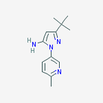 Structure of 1H-Pyrazol-5-amine, 3-(1,1-dimethylethyl)-1-(6-methyl-3-pyridinyl)-