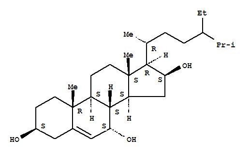 3b,7a,16b-Trihydroxystigmast-5-ene结构式