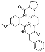 Structure of 1,2,3,5,6,7,8,9,10,11,12,17,18,18a-Tetradecahydro-10-benzyl-14-methoxypyrrolo[1,2-a][1,4,8,11]benzotetraazacyclotetradecine-5,9,12,18-tetrone